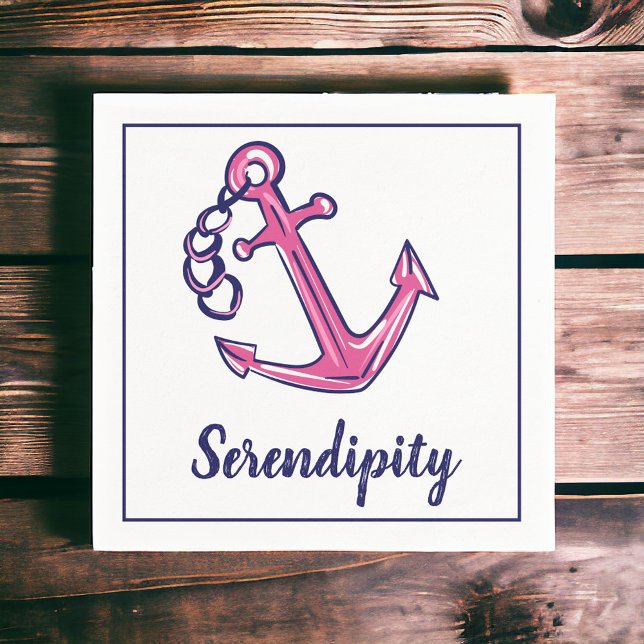 Name des Schiffes Navy Pink Anchor Serviette (Von Creator hochgeladen)