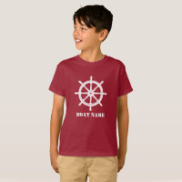 Name des Schiffes oder Name Helm Wheel Red & White