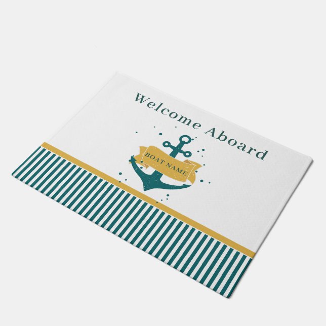 Name des Schiffes Personalisiert Fußmatte (Schrägansicht)