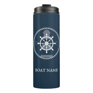 Name des Schiffes Personalisiert Navy Blue Thermosbecher