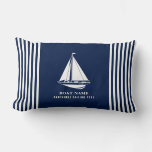 Name des Schiffes Sailboat Navy Blue Lumbar Pillo Lendenkissen