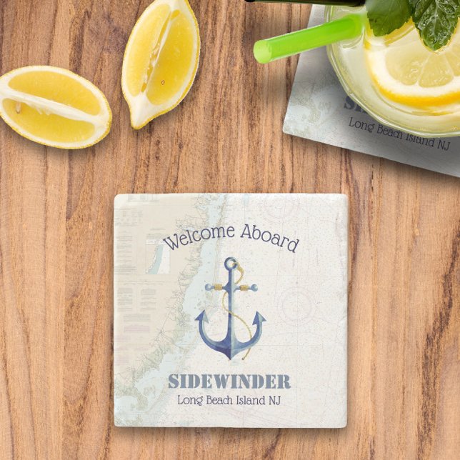 Name des Schiffes ⚓ Willkommen an Bord von New Jer Steinuntersetzer (Nautical Boat Name ⚓ Welcome Aboard New Jersey Stone Coaster
)