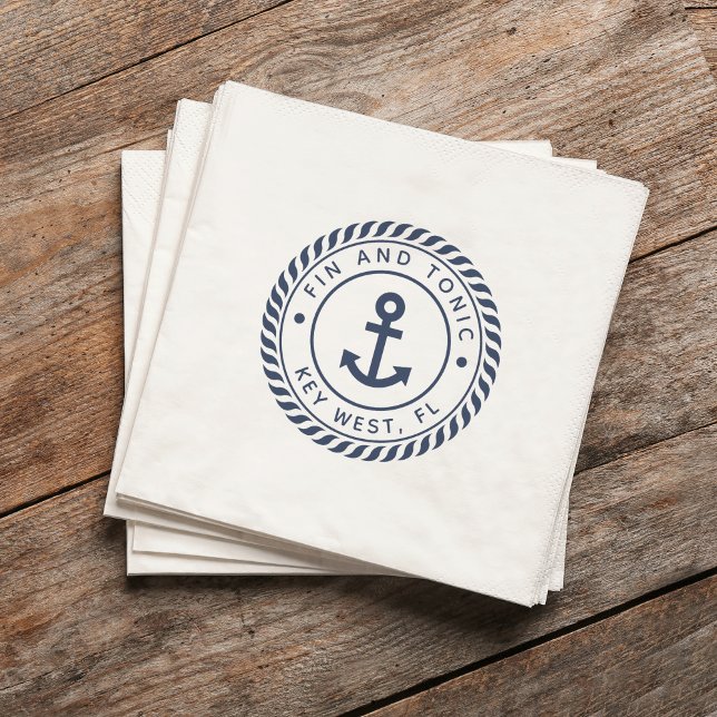 Name des Schiffs mit dem Logo "Navy & White Anchor Serviette (Von Creator hochgeladen)