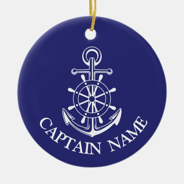 Name des Schiffskapitäns Marine Seemann Hintern Keramik Ornament (Vorne)