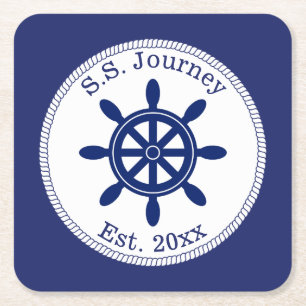 Name des Schiffskapitäns Rechteckiger Pappuntersetzer