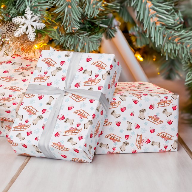 Name des Schokoladenmusters im Winter Geschenkpapier (Winter chocolate snow watercolor pattern name wrapping paper)