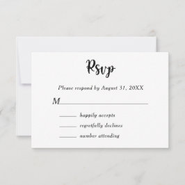 Name des Schwarz-weißen botanischen Monogrammes RSVP Karte