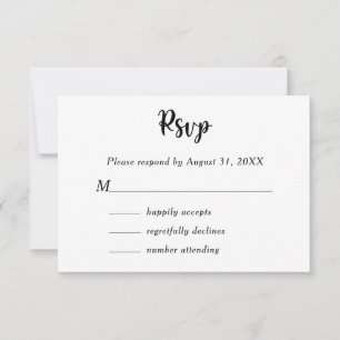 Name des Schwarz-weißen botanischen Monogrammes RSVP Karte