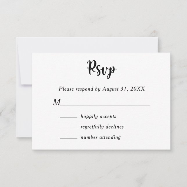 Name des Schwarz-weißen botanischen Monogrammes RSVP Karte (Vorderseite)