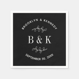 Name des Schwarz-weißen botanischen Monogrammes Serviette