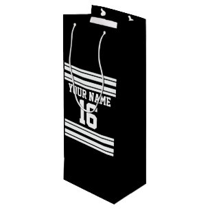 Name des Schwarz-weißen Teams Jersey Geschenktüte Für Weinflaschen