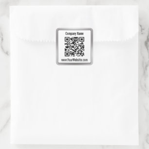 Name des Schwarz-weißen Unternehmens QR-Code Quadratischer Aufkleber