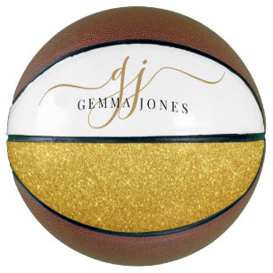 Name des Schwarzen Gold Monogram-Skriptnamens Basketball