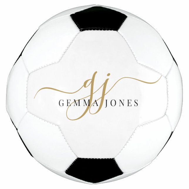 Name des Schwarzen Gold Monogram-Skriptnamens Fußball (Vorderseite)