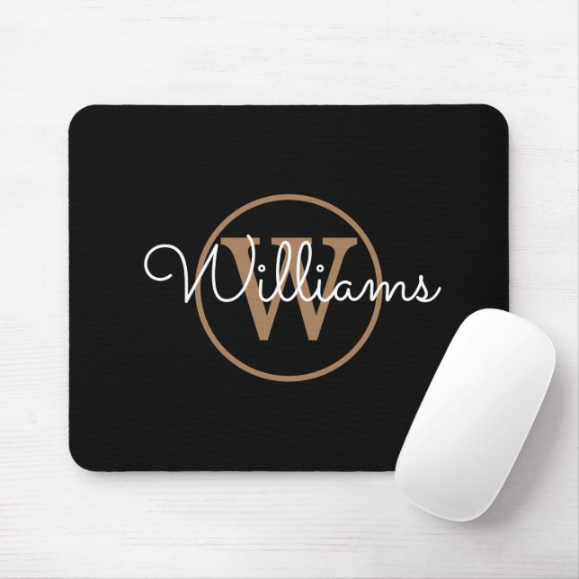 Name des schwarzen Monogramms Mousepad (Mit Mouse)