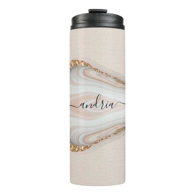 Name des schwarzen Skripts auf Marble & Gold Glitz Thermosbecher (Vorderseite)