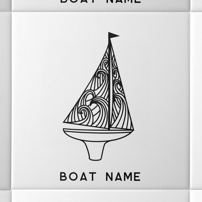 Name des Segelbootes Fliese (Sailing boat with custom boat name text modern ceramic tile)