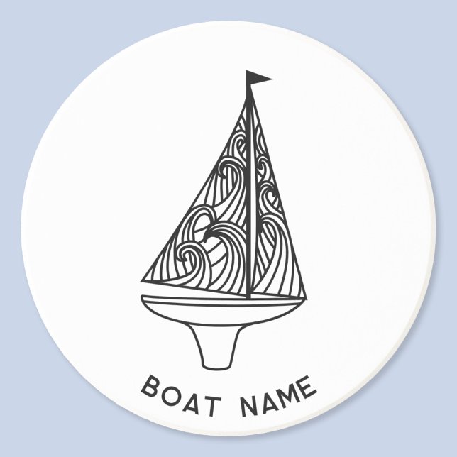 Name des Segelbootes Getränkeuntersetzer (Sailing boat and boat name custom text modern coaster)