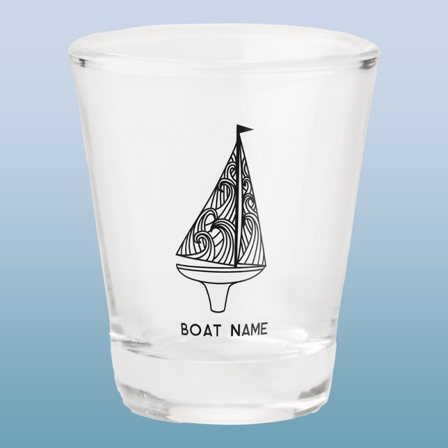 Name des Segelbootes Schnapsglas (Sailing boat and boat name custom text modern shot glass)