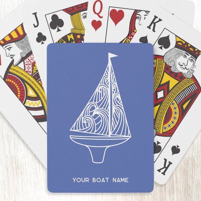 Name des Segelbootes Spielkarten (Boat name sailing boat personalized playing cards)