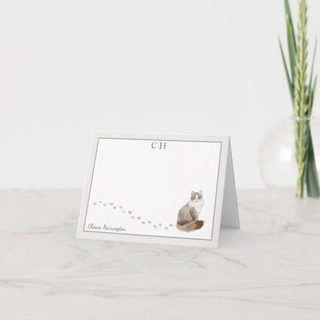 Name des Siberischen Katzengrundes Monogramms Dankeskarte (Vorderseite)