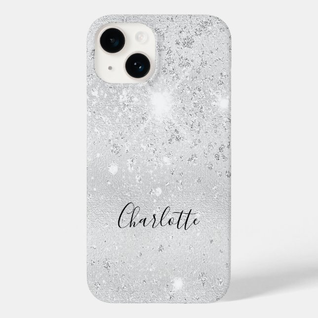 Name des silbernen Glitzer Case-Mate iPhone Hülle (Rückseite)