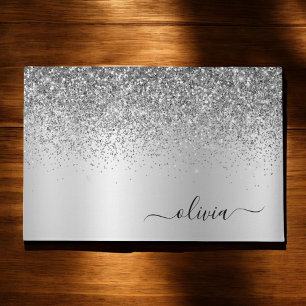 Name des silbernen Glitzer Metal Monogram Fußmatte