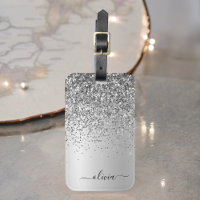Name des silbernen Glitzer Metal Monogram