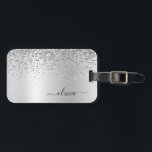 Name des silbernen Glitzer Metal Monogram Gepäckanhänger<br><div class="desc">Silber-Imitate belichten metallischen Sparkle-Glitzer,  Markenname für gebürstetes Metall und Anfangsbeutel oder Gepäckmarke. Das macht den perfekten 16 Geburtstag,  Hochzeit,  Brautparty,  Jubiläum,  Babydusche oder Junggeselinnen-Abschied Geschenk für jemanden,  der Lieben glamourösen Luxus und schicke Stile.</div>