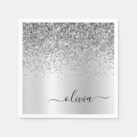 Name des silbernen Glitzer Metal Monogram