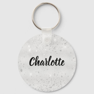 Name des Silver Glitzer Schlüsselanhänger