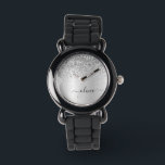 Name des Silver Glitzer Sparkle Glam Metal Monogra Armbanduhr<br><div class="desc">Silber Imitate Foil metallic Sparkle Glitzer gebürstete Metal Monogram Name Watch. Das macht den perfekten 16 Geburtstag,  Hochzeit,  Brautparty,  Jubiläum,  Babydusche oder Junggeselinnen-Abschied Geschenk für jemanden,  der Lieben glamourösen Luxus und schicke Stile.</div>