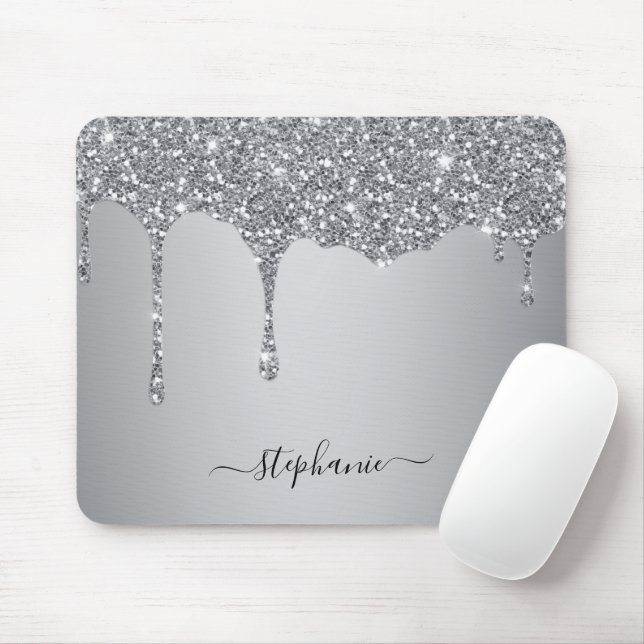 Name des Silver Glitzer Sparkle-Handbuchstaben Mousepad (Mit Mouse)