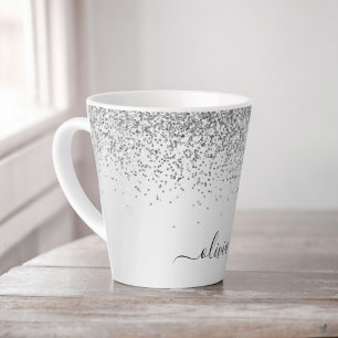 Name des Silver Glitzer-Sparkle-Metal-Monogramms Milchtasse