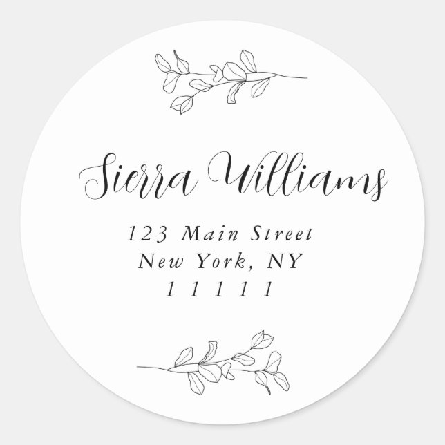 Name des Skripts Eucalyptus Round-Rücksendeadresse Runder Aufkleber (Vorderseite)