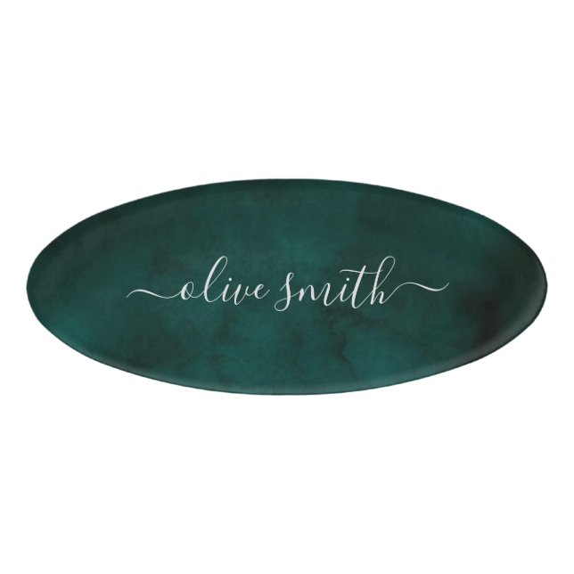 Name des Smarald Aquarell Monogram Namenschild (Vorderseite)