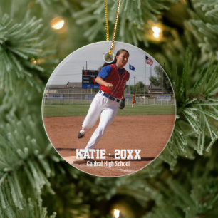 Name des Softball Foto Player, Schuljahr Keramik Ornament