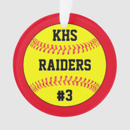 Name des Softballteams, Briefe und Spielernummer Ornament