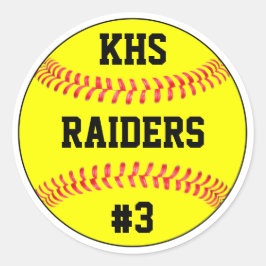 Name des Softballteams, Briefe und Spielernummer Runder Aufkleber