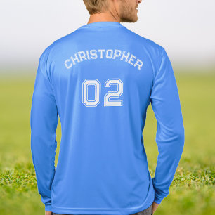 Name des Spielers Jersey Number Mens Blue Long Sle Tri-Blend Shirt