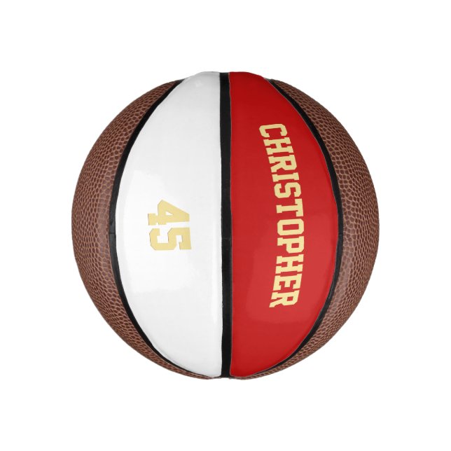 Name des Spielerteams Mit Monogramm Mini Basketball (Vertikal)