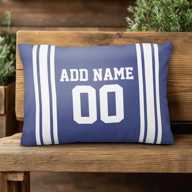 Name des Sports Jersey Text auf der Rückseite Blau Dekokissen (Custom Pillow)
