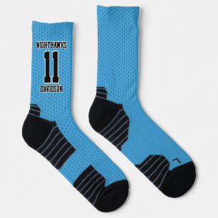 Name des Sportteams Leuchtblauer gepunkteter Fußba Socken