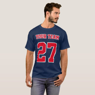 Name des Sportteams Nummer der weißen roten Kontur T-Shirt