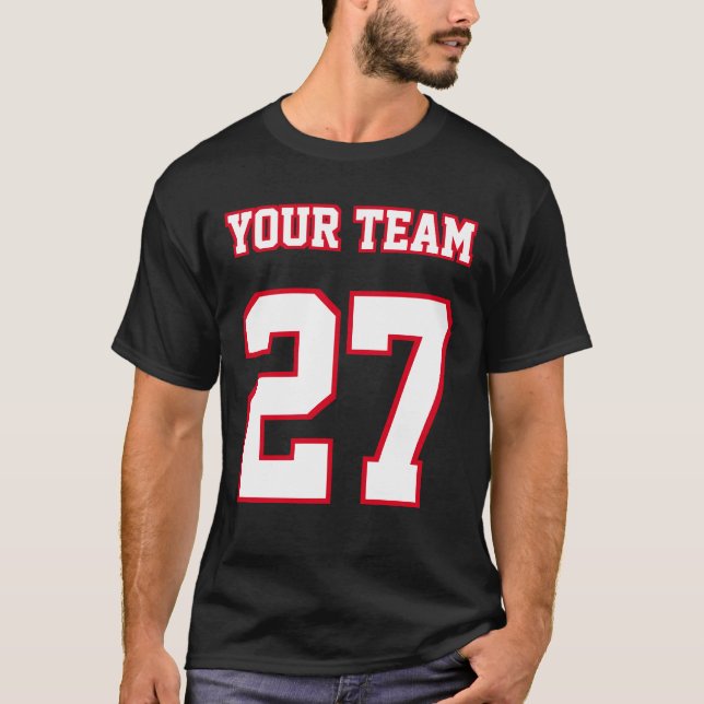 Name des Sportteams: Red White Kontur T-Shirt (Vorderseite)