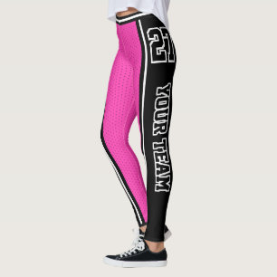 Name des Sportteams schwarz, rosa gestrichen Leggings