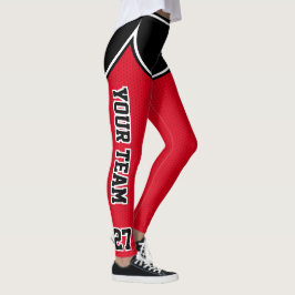 Name des Sportteams Schwarze rote Punktschilder Leggings