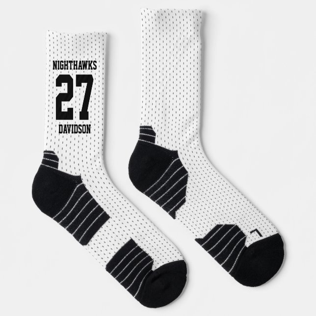 Name des Sportteams Weißer gepunkteter Basketball Socken (Rechts)