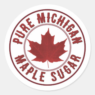 Name des Staat mit dem Label "Red Leaf Mape" Runder Aufkleber