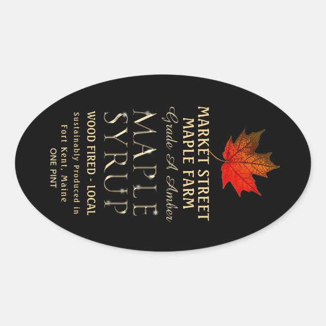 Name des Staat nachhaltig hergestelltes Ahornsirup Ovaler Aufkleber (Vorderseite)